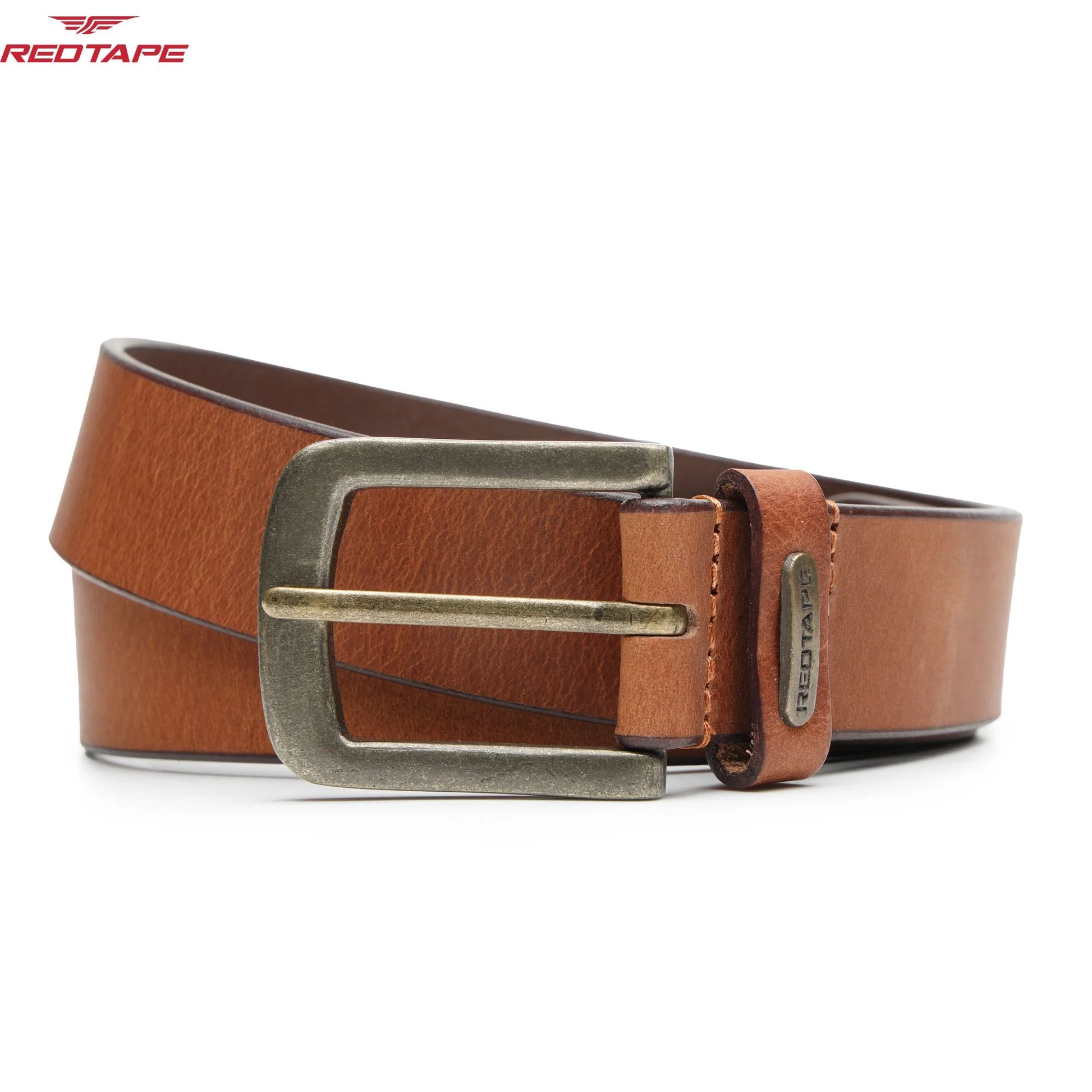 Men's Genuine Solid Tan Leather Belt - Image 5