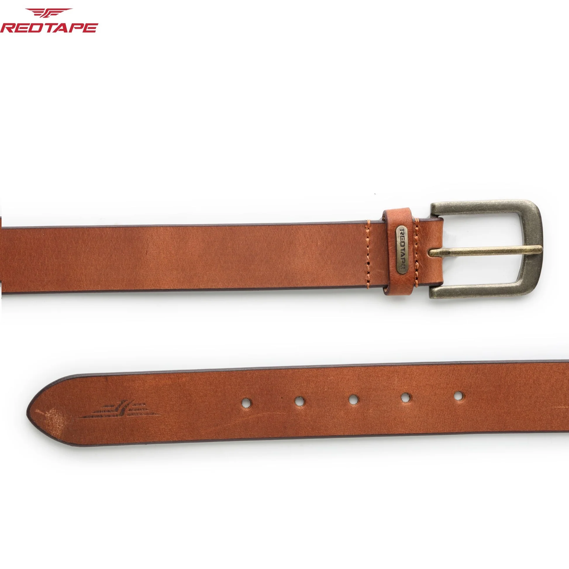 Men's Genuine Solid Tan Leather Belt - Image 6