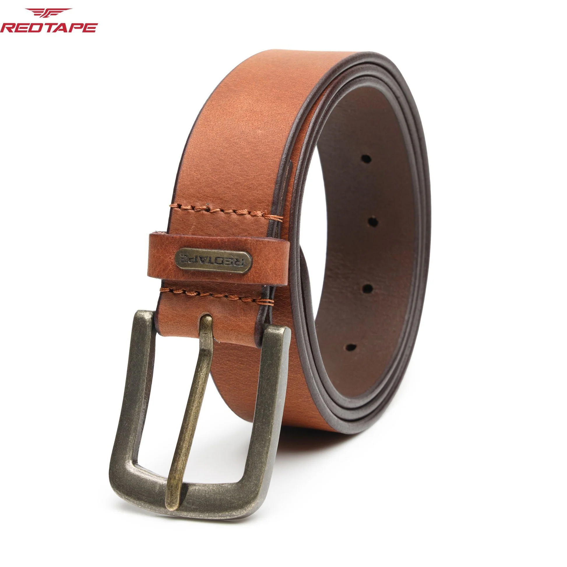 Men's Genuine Solid Tan Leather Belt - Image 3